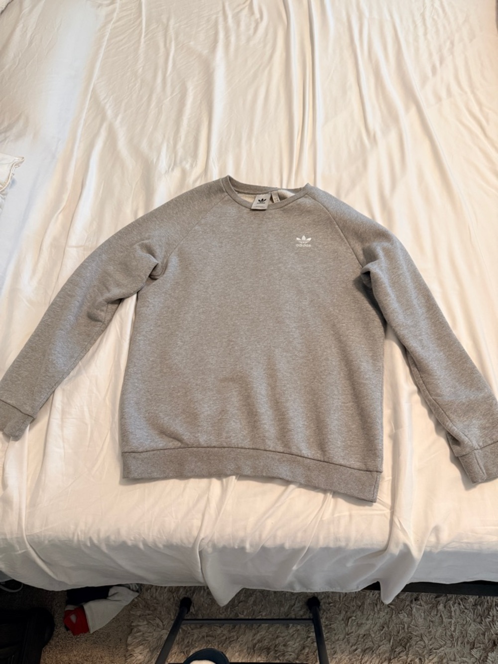 adidas Men’s Light Gray Crewneck Sweatshirt